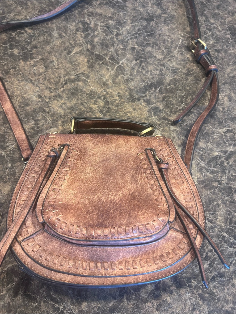 Antik Kraft Distressed Brown Leather Crossbody Bag